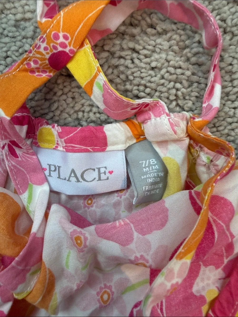 Girls Children Place Medium Bright Floral Sundress in Pink, Yellow & Orange